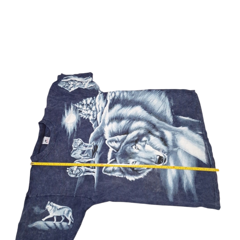 Vintage 90's AOP Grey Wolf Blue Men's Shirt Sz XL Single Stitch Made In USA - Picture 4 of 16
